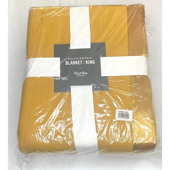 Martha Stewart Soft Fleece King Size Blanket, 108" x 90", Harvest Gold - Picture 1 of 10